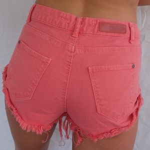 Pink jean shorts